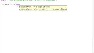 Using the 'for' Loop in Python (coin toss)