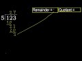 divide 123 by 5 remainder . division with 1 digit divisors . how to do