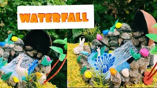 Beautiful waterfall making / glue gun and coconut shell waterfall / best out of waste