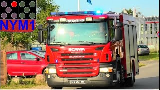 vestsjællands brandvæsen ST.NY NATURBRAND brandbil i udrykning Feuerwehr auf Einsatzfahrt 緊急走行 消防車