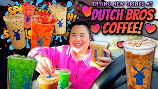 Trying Dutch Bros Coffee Drinks 911 + Iced Caramelizer + Dragon Slayer + More Mukbang 먹방 Eating Show