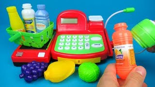 Unpacking and playing the Toy Cash register with accessories