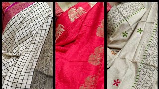 LIVE on latest pure chinon,mahroo silk, tusser, chanderi silk sarees| Give away| 8688637474