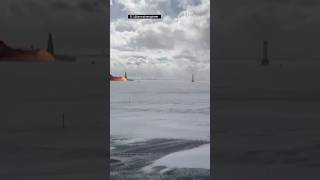 Moment Delta plane flips upside down after crash landing at Toronto Pearson international airport