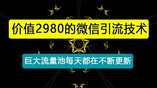 价值2980的全新微信引流技术，只有你想不到，没有做不到