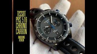 Tissot Prs 516 Chronograph Carbon Automatic T1004273620100 Watch Unboxing Review | Valjoux Relogios