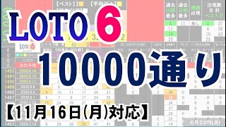 🟢ロト６・10000通り表示🟢11月16日(月)対応