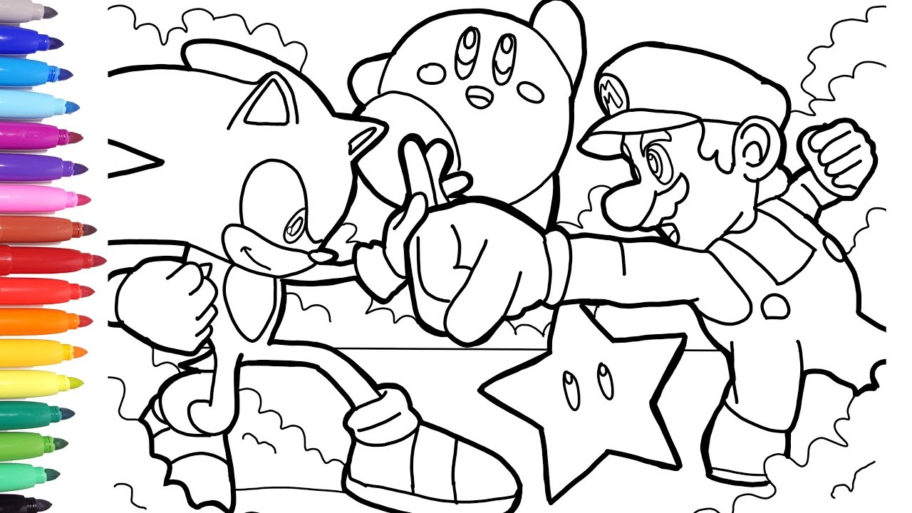 Sonic Vs Mario Coloring Pages How To Draw Mario How To Draw Sonic