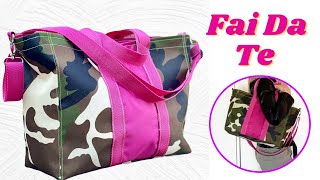 Tutorial BORSA fai da te in tessuto con chiusura a cerniera | DIY | How to sew a fabric zipper BAG