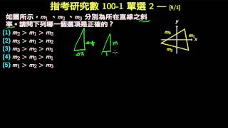 指考研究數100-1-單選2-一次函數與斜率-三角形三邊斜率 [5/1/]