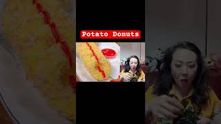 Jenny likes China street food: Potato donuts! Jenny eating show Mukbang! Chinese Asian food snacks!