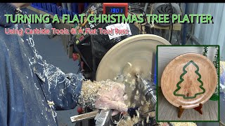 Turning a Resin \u0026 Hickory Christmas Tree Platter | Carbide Tools + Flat Tool Rest