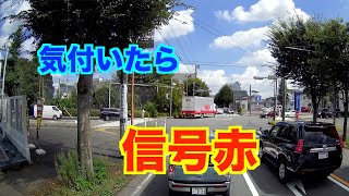 【トラックの後ろに近づき過ぎるとこうなります】信号見えてません。