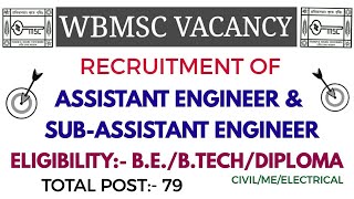 WBMSC RECRUITMENT OF ASSISTANT ENGINEER \u0026 SUB-ASSISTANT ENGINEER 2020