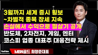 MBNGOLD최창준대표~3월까지세계증시횡보~차별적 종목 장세 지속, 손실에서 수익으로 필살기 공개       ~반도체, 2차전지, 게임, 엔터 ,코스피 업종 대표주 대응전략 제시