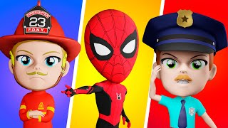 Policemen, Spiderman and Firemen Song 🚒 🚓 🚑 | Kids Songs and Nursery Rhymes by Lights Kids 3D