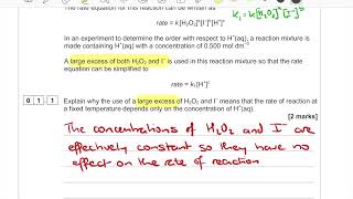 Rate Equations Practical 7 Exam Question 2018 (AQA A level Chemistry)