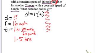 Common Core Math: Distance, Rate, Time when there are 2 different rates