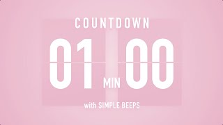 1 Minute Countdown Timer 🌸 Flip Clock with Simple Beeps 🔔
