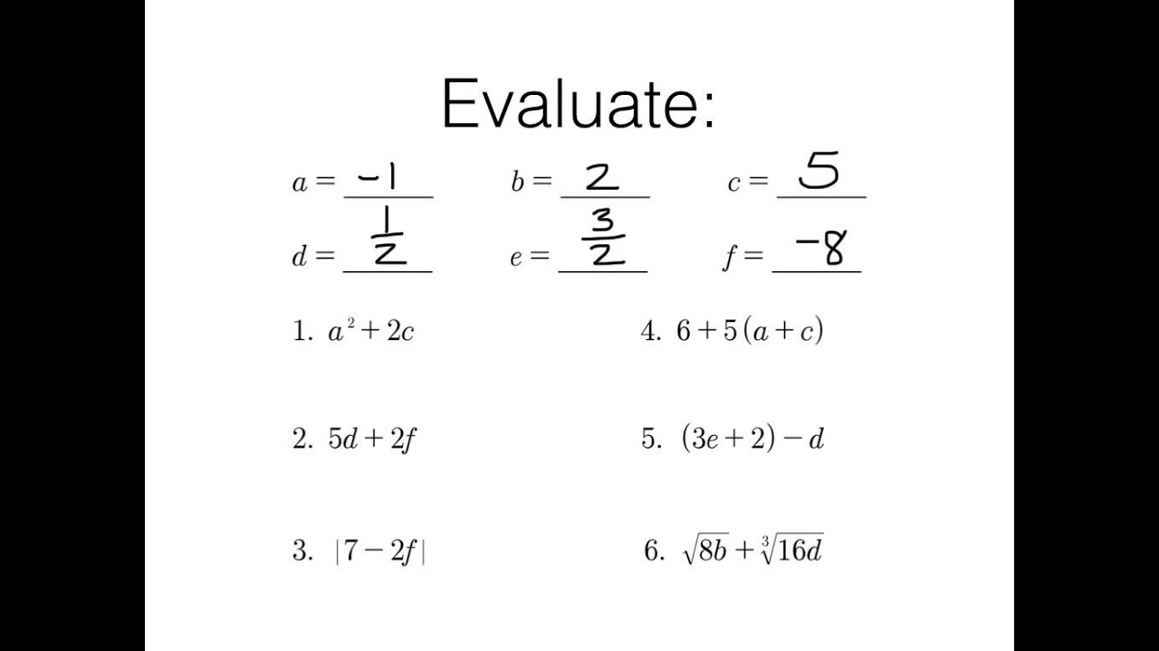 Simplifying And Evaluating Expressions - YouTube