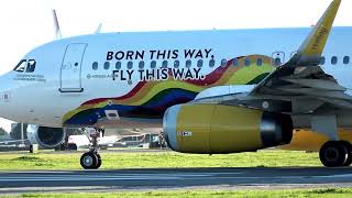 Beautiful Vueling (Born This Way, Fly This Way Livery) Airbus A320-232 at Lisbon Airport!