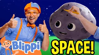 Blippi Draws SPACE! | Learn about Planets, Stars, Moon | Art for Kids | Learn How To Draw For Kids