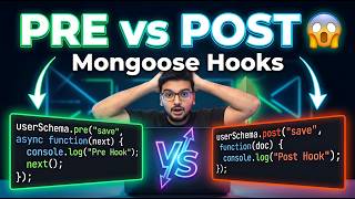 Part 62 Node.js Mongoose Pre & Post Hooks Explained | Password Hashing | Pre Save, Post Save, Auth