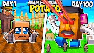 I Survived 100 Days as a POTATO in Minecraft