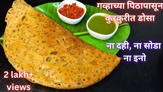 बनवा गव्हाच्या पिठाचा हेल्दी कुरकुरीत झटपट डोसा विना सोडा, दही | Wheat Flour Dosa Chhaya's Recipes