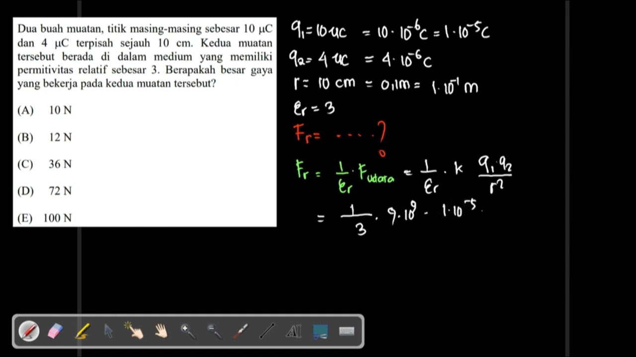 Latihan Soal Gaya Coulomb Part 4 (Gaya Elektrostatis Dalam Bahan) # ...