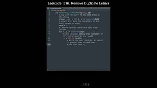 Leetcode 316. Remove Duplicate Letters in Python | Python Leetcode | Python Coding Tutorial | ASMR
