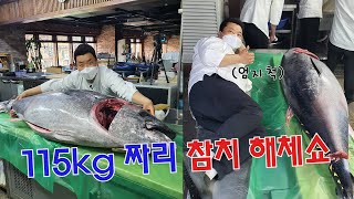 이건 역대급이다! 115kg 초대형 참치 해체쇼