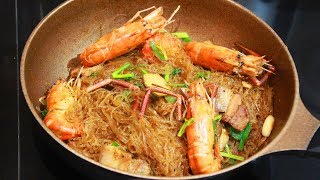 กุ้งอบวุ้นเส้นในกระทะ Baked giant freshwater prawn Cellophane noodles in a pan l กินได้อร่อยด้วย