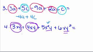 Algebra Tutorial - 4 - Combining Like Terms