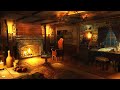 Gentle Rain Sounds with Crackling Fireplace for Sleep, Study and Relaxation - Medieval Room