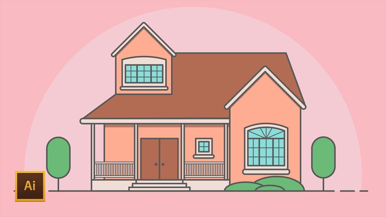 Illustrator Tutorial Medium House Illustrator Flat Design Youtube