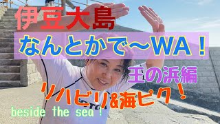 【伊豆大島】王の浜でよっこちゃんと海ピクしました♪