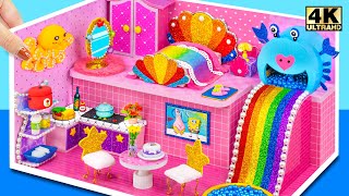 Cutest Idea Build Rainbow Slide Pool in Pink House using Cardboard (Easy) ❤️ DIY Miniature House