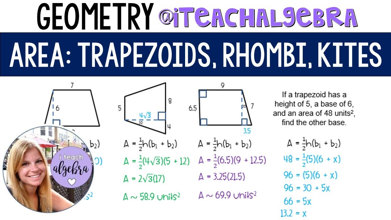 Area Of Trapezoid Rhombus And Kites Worksheet