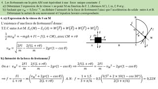 Exo. cor sur la détermination de la force de frottement sur une portion circulaire | type BAC
