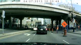 Police stopping people for ilegal turn downtown Toronto