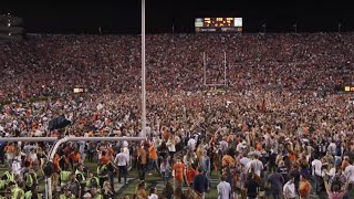 Auburn celebrates Iron Bowl win by rushing the field at Jordan-Hare Stadium