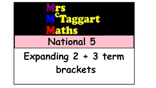 national 5 maths expanding double brackets with 2 and 3 terms FOIL method