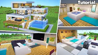 Minecraft: Modern House #55 Interior Tutorial - How to Build - 💡Material List in Description!