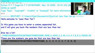 Python Puzzles|Finding numbers less than ten using lists in python| kids python programming