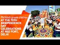 PM Modi greets children at the 75th Independence Day Celebrations at Red Fort, Delhi