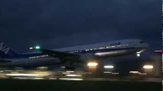 ANA Boeing 767-300 Takeoff　Night　Kochi Ryoma Airport　2012 .8.30