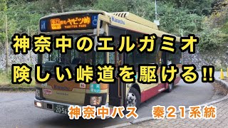 【快晴時は下界が望める】神奈中バス秦21系統に乗車。　秦野駅→蓑毛→ヤビツ峠　　いすゞエルガミオ   SKG-LR290J2