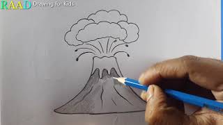 How to draw Volcano Picture🔥🔥 Easy drawing with Pencil