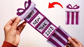 DIY - Happy New Year Greetings Card 2023, How to make new year greeting card, diy new year card easy